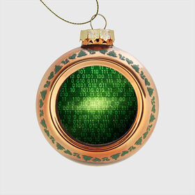 Стеклянный ёлочный шар с принтом Двоичный код в Курске, Стекло | Диаметр: 80 мм | it | двоичный код | информация | код | кодерам | кодеру | программирование | программисту | технологии
