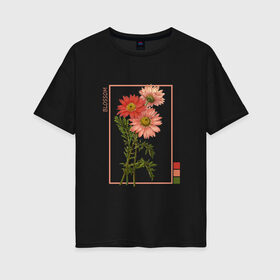 Женская футболка хлопок Oversize с принтом Blossom Flower в Курске, 100% хлопок | свободный крой, круглый ворот, спущенный рукав, длина до линии бедер
 | flowers | букет | природа | растения | ретро | цветок | цветы