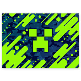 Поздравительная открытка с принтом MINECRAFT / МАЙНКРАФТ в Курске, 100% бумага | плотность бумаги 280 г/м2, матовая, на обратной стороне линовка и место для марки
 | craft | creeper | dungeons | game | games | logo | mine | minecraft | miner | rhfan | vfqy | vfqyrhfan | zombie | данжен | зомби | игра | игры | крафт | крипер | лого | логотип | майкрафт | майн | майнкрафт | символ | скфае | ьшту | ьштускфае