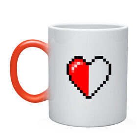 Кружка хамелеон с принтом Майнкрафт серце в Курске, керамика | меняет цвет при нагревании, емкость 330 мл | minecraft | любовь | майнкрафт | пиксель | половинка | сердце