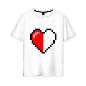 Женская футболка хлопок Oversize с принтом Майнкрафт серце в Курске, 100% хлопок | свободный крой, круглый ворот, спущенный рукав, длина до линии бедер
 | minecraft | любовь | майнкрафт | пиксель | половинка | сердце