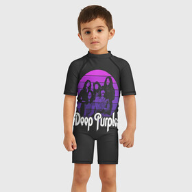 Детский купальный костюм 3D с принтом Deep Purple в Курске, Полиэстер 85%, Спандекс 15% | застежка на молнии на спине | album | deep | hard | metal | purple | rock | альбом | британия | группа | метал | рок | хард | хеви
