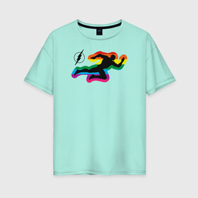Женская футболка хлопок Oversize с принтом Rainbow Flash в Курске, 100% хлопок | свободный крой, круглый ворот, спущенный рукав, длина до линии бедер
 | dc pride | flash | justice league | pride | vdosadir | лига справедливости | прайд | радуга | флэш