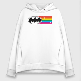 Женское худи Oversize хлопок с принтом Batman Rainbow Logo в Курске, френч-терри — 70% хлопок, 30% полиэстер. Мягкий теплый начес внутри —100% хлопок | боковые карманы, эластичные манжеты и нижняя кромка, капюшон на магнитной кнопке | batman | dc pride | justice league | pride | vdosadir | бэтмен | лига справедливости | прайд | радуга