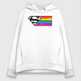 Женское худи Oversize хлопок с принтом Superman Rainbow Logo в Курске, френч-терри — 70% хлопок, 30% полиэстер. Мягкий теплый начес внутри —100% хлопок | боковые карманы, эластичные манжеты и нижняя кромка, капюшон на магнитной кнопке | Тематика изображения на принте: dc pride | justice league | pride | superman | vdosadir | лига справедливости | прайд | радуга | супермен