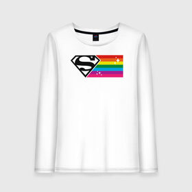 Женский лонгслив хлопок с принтом Superman Rainbow Logo в Курске, 100% хлопок |  | Тематика изображения на принте: dc pride | justice league | pride | superman | vdosadir | лига справедливости | прайд | радуга | супермен