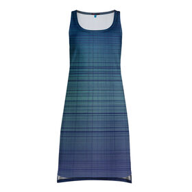 Платье-майка 3D с принтом Синяя сетка в Курске, 100% полиэстер | полуприлегающий силуэт, широкие бретели, круглый вырез горловины, удлиненный подол сзади. | линии | сетка | синий | синяя сетка