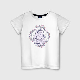 Детская футболка хлопок с принтом Sleeping Beauty в Курске, 100% хлопок | круглый вырез горловины, полуприлегающий силуэт, длина до линии бедер | aurora | disney princess | sleeping beauty | vdkimel | аврора | спящая красавица