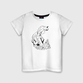 Детская футболка хлопок с принтом Sleeping Beauty в Курске, 100% хлопок | круглый вырез горловины, полуприлегающий силуэт, длина до линии бедер | aurora | disney princess | sleeping beauty | vdkimel | аврора | спящая красавица