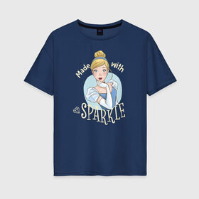 Женская футболка хлопок Oversize с принтом Золушка в Курске, 100% хлопок | свободный крой, круглый ворот, спущенный рукав, длина до линии бедер
 | cinderella | disney princess | vdkimel | золушка