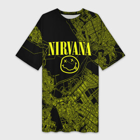 Платье-футболка 3D с принтом Nirvana | Нирвана в Курске,  |  | kurt cobain | nirvana | rock | smile | гранж | курт кобейн | нирвана | рок | смайл