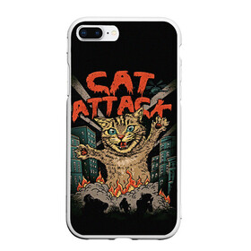 Чехол для iPhone 7Plus/8 Plus матовый с принтом Нападение гигантского котика в Курске, Силикон | Область печати: задняя сторона чехла, без боковых панелей | Тематика изображения на принте: attack | attacks | big | cat | cats | catzilla | city | cute | flame | flames | kaiju | kitten | kitty | атака | атакует | большой | город | кайдзю | катастрофа | кот | котенок | котзилла | котик | котострофа | милый | нападает | огонь | огро