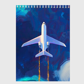 Скетчбук с принтом Самолёт на небе в Курске, 100% бумага
 | 48 листов, плотность листов — 100 г/м2, плотность картонной обложки — 250 г/м2. Листы скреплены сверху удобной пружинной спиралью | abstract | air | art | fire | sky | самолёт на небе