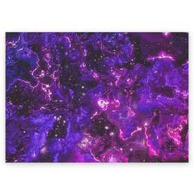 Поздравительная открытка с принтом Галактика в Курске, 100% бумага | плотность бумаги 280 г/м2, матовая, на обратной стороне линовка и место для марки
 | colors | cosmic | stars | yellow | брызги | звезды | краски | планета | разводы красок