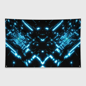 Флаг-баннер с принтом Neon Lights в Курске, 100% полиэстер | размер 67 х 109 см, плотность ткани — 95 г/м2; по краям флага есть четыре люверса для крепления | blue | cyberpunk2077 | girl | neon | неон | неоновая