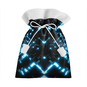 Подарочный 3D мешок с принтом Neon Lights в Курске, 100% полиэстер | Размер: 29*39 см | Тематика изображения на принте: blue | cyberpunk2077 | girl | neon | неон | неоновая