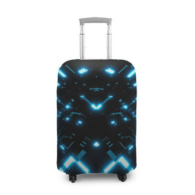 Чехол для чемодана 3D с принтом Neon Lights в Курске, 86% полиэфир, 14% спандекс | двустороннее нанесение принта, прорези для ручек и колес | Тематика изображения на принте: blue | cyberpunk2077 | girl | neon | неон | неоновая