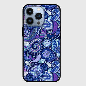 Чехол для iPhone 13 Pro с принтом ВОСТОЧНЫЙ УЗОР в Курске,  |  | Тематика изображения на принте: восток | гжель | красивый | природа | синий | сказка | узор | фиолетовый | цветы