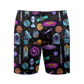Мужские шорты спортивные с принтом космос в Курске,  |  | астрономия | вселенная | галактика | графика | гуманоид | звезды | инопланетяне | космос | нло | прешелец
