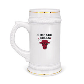 Кружка пивная с принтом Chicago Bulls в Курске,  керамика (Материал выдерживает высокую температуру, стоит избегать резкого перепада температур) |  объем 630 мл | jordan | michael | michael jordan | баскетбол | джордан | майкл | стиль