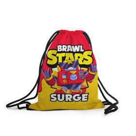 Рюкзак-мешок 3D с принтом BRAWL STARS SURGE в Курске, 100% полиэстер | плотность ткани — 200 г/м2, размер — 35 х 45 см; лямки — толстые шнурки, застежка на шнуровке, без карманов и подкладки | brawl stars | brawl stars surge | brawler | surge | volt | бравл старз | бравлер | вольт