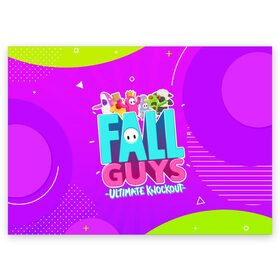 Поздравительная открытка с принтом Fall Guys в Курске, 100% бумага | плотность бумаги 280 г/м2, матовая, на обратной стороне линовка и место для марки
 | fall guys | fallguys | ultimate knockout | игры | фолл гайз