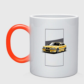 Кружка хамелеон с принтом BMW E36 в Курске, керамика | меняет цвет при нагревании, емкость 330 мл | Тематика изображения на принте: bmw | e36 | арт машина | бмв | быстрая машина | красивая машина | машина