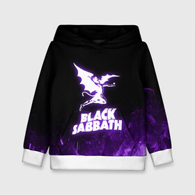 Детская толстовка 3D с принтом Black Sabbath NEON в Курске, 100% полиэстер | двухслойный капюшон со шнурком для регулировки, мягкие манжеты на рукавах и по низу толстовки, спереди карман-кенгуру с мягким внутренним слоем | Тематика изображения на принте: black sabbath | hard rock | heavy metal | purple | блэк сабат | группы | метал | музыка | оззи осборн | рок | фиолетовый | хард рок | хэви метал
