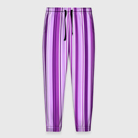 Мужские брюки 3D с принтом Фиолетово-чёрные полосы в Курске, 100% полиэстер | манжеты по низу, эластичный пояс регулируется шнурком, по бокам два кармана без застежек, внутренняя часть кармана из мелкой сетки | вертикальные полосы | вертикальный рисунок | линии | полосы | розовый | светлый | темный | фиолетовый | черный