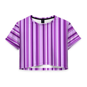 Женская футболка Crop-top 3D с принтом Фиолетово-чёрные полосы в Курске, 100% полиэстер | круглая горловина, длина футболки до линии талии, рукава с отворотами | вертикальные полосы | вертикальный рисунок | линии | полосы | розовый | светлый | темный | фиолетовый | черный