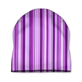 Шапка 3D с принтом Фиолетово-чёрные полосы в Курске, 100% полиэстер | универсальный размер, печать по всей поверхности изделия | Тематика изображения на принте: вертикальные полосы | вертикальный рисунок | линии | полосы | розовый | светлый | темный | фиолетовый | черный