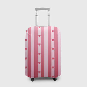 Чехол для чемодана 3D с принтом Валентинова нежность в Курске, 86% полиэфир, 14% спандекс | двустороннее нанесение принта, прорези для ручек и колес | белый | день святого валентина | красный | линии | любовь | полосы | розовый | сердце
