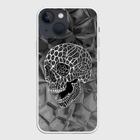 Чехол для iPhone 13 mini с принтом Cell skull в Курске,  |  | cell | grin | jaw | metal | skull | teeth | зубы | металл | оскал | пасть | соты | череп