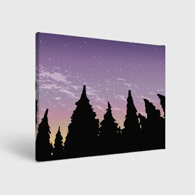 Холст прямоугольный с принтом Лес под ночным небом в Курске, 100% ПВХ |  | вечер | градиент | закат | звездное небо | звезды | лес | небо | очертание | очертание леса | сумерки | тайга | фиолетовый | черный