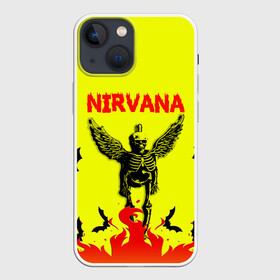 Чехол для iPhone 13 mini с принтом NIRVANA в Курске,  |  | nirvana | smile | ангел | курт кобейн | нирвана | скелет | смайл | телечия мышы