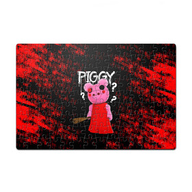 Пазл магнитный 126 элементов с принтом ROBLOX PIGGY - СВИНКА ПИГГИ в Курске, полимерный материал с магнитным слоем | 126 деталей, размер изделия —  180*270 мм | pig | piggy | roblox | игра | компьютерная игра | логотип | онлайн | онлайн игра | пигги | поросенок | роблакс | роблокс | свинка | свинья