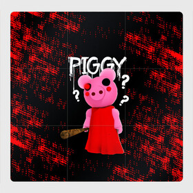 Магнитный плакат 3Х3 с принтом ROBLOX PIGGY - СВИНКА ПИГГИ в Курске, Полимерный материал с магнитным слоем | 9 деталей размером 9*9 см | Тематика изображения на принте: pig | piggy | roblox | игра | компьютерная игра | логотип | онлайн | онлайн игра | пигги | поросенок | роблакс | роблокс | свинка | свинья