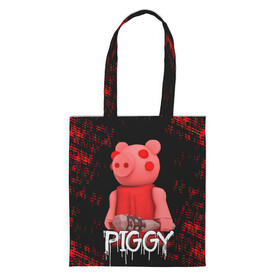 Шоппер 3D с принтом ROBLOX PIGGY - СВИНКА ПИГГИ в Курске, 100% полиэстер | Плотность: 200 г/м2; Размер: 34×35 см; Высота лямок: 30 см | pig | piggy | roblox | игра | компьютерная игра | логотип | онлайн | онлайн игра | пигги | поросенок | роблакс | роблокс | свинка | свинья