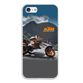 Чехол для iPhone 5/5S матовый с принтом KTM Racing team в Курске, Силикон | Область печати: задняя сторона чехла, без боковых панелей | clouds | ktm | motorcycle | mountains | nature | racer | racing | route | sky | team | гонщик | горы | мотоцикл | небо | облака | природа | трасса