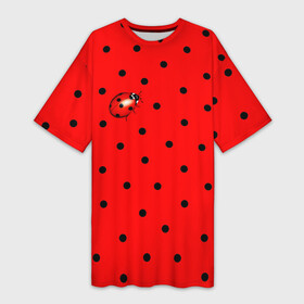 Платье-футболка 3D с принтом Божья коровка на горошке в Курске,  |  | ladybug | pattern | summer | алый | арбуз | бабочки | вишня | горох | горошек | животные | жук | клубника | красный | круги | лапки | лето | насекомые | орнамент | паттерн | помада | прикольный | пузыри | пятнистый