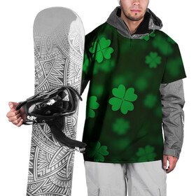 Накидка на куртку 3D с принтом Клеверный дождь в Курске, 100% полиэстер |  | Тематика изображения на принте: арт | зеленый | клевер | ночь | размыто | рисунок | темный | удача