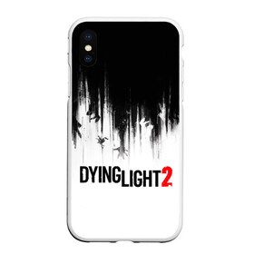 Чехол для iPhone XS Max матовый с принтом Dying Light 2 в Курске, Силикон | Область печати: задняя сторона чехла, без боковых панелей | Тематика изображения на принте: 2 | 2021 | dying light | light | logo | techland | игра | красный | кровь | лого | логотип