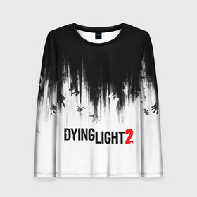 Женский лонгслив 3D с принтом Dying Light 2 в Курске, 100% полиэстер | длинные рукава, круглый вырез горловины, полуприлегающий силуэт | 2 | 2021 | dying light | light | logo | techland | игра | красный | кровь | лого | логотип