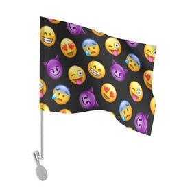 Флаг для автомобиля с принтом Emoji в Курске, 100% полиэстер | Размер: 30*21 см | school | пенал | прикольный пенал | смайлы | школа | школьный пенал | эмодзи
