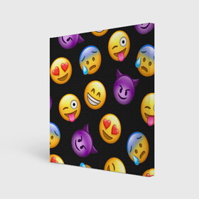 Холст квадратный с принтом Emoji в Курске, 100% ПВХ |  | Тематика изображения на принте: school | пенал | прикольный пенал | смайлы | школа | школьный пенал | эмодзи