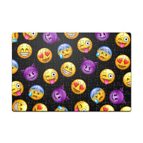 Головоломка Пазл магнитный 126 элементов с принтом Emoji в Курске, полимерный материал с магнитным слоем | 126 деталей, размер изделия —  180*270 мм | school | пенал | прикольный пенал | смайлы | школа | школьный пенал | эмодзи
