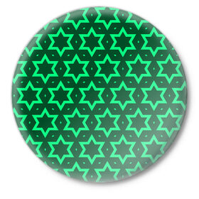 Значок с принтом Звезда Давида в Курске,  металл | круглая форма, металлическая застежка в виде булавки | Тематика изображения на принте: вертикальный рисунок | звезда | звезда давида | звёзды | звезды давида | зеленый | зеленый узор | светлый | тёмный | узор
