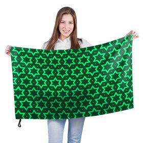 Флаг 3D с принтом Звезда Давида в Курске, 100% полиэстер | плотность ткани — 95 г/м2, размер — 67 х 109 см. Принт наносится с одной стороны | вертикальный рисунок | звезда | звезда давида | звёзды | звезды давида | зеленый | зеленый узор | светлый | тёмный | узор