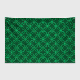 Флаг-баннер с принтом Зелёный узор в Курске, 100% полиэстер | размер 67 х 109 см, плотность ткани — 95 г/м2; по краям флага есть четыре люверса для крепления | геометрические фигуры | зеленый | круг | ромб | светлый | темный | узор