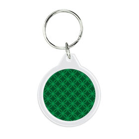 Брелок круглый с принтом Зелёный узор в Курске, пластик и полированная сталь | круглая форма, металлическое крепление в виде кольца | геометрические фигуры | зеленый | круг | ромб | светлый | темный | узор